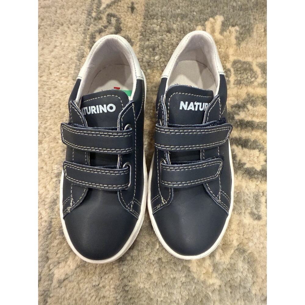 Naturino Little Boy's Hasselt V Leather Sneaker Navy White EU 27 US 10.5c NEW